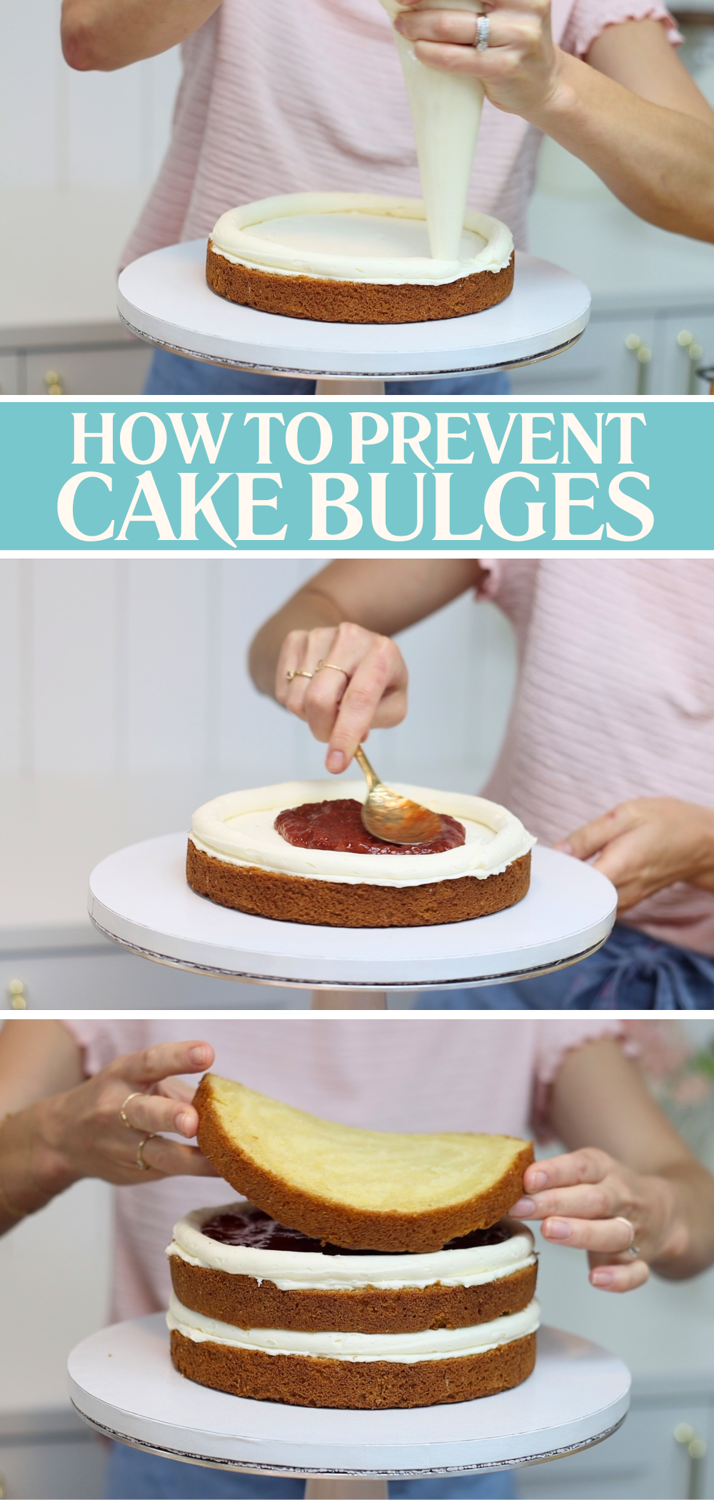 Piping buttercream dams to prevent filling from causing bulges