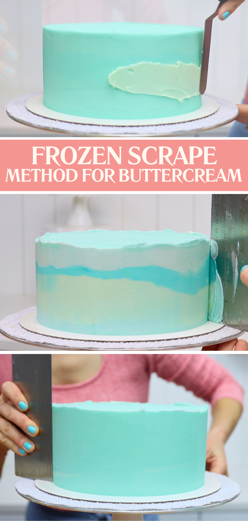 Cake FAQ removing decorations using a warm metal comb on a chilled cake
