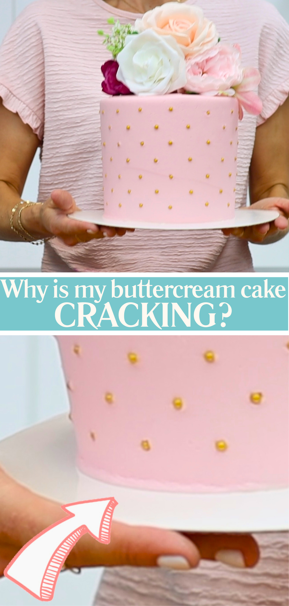 Cakeboard bending under cake weight causing buttercream cracking after the frosting has crusted
