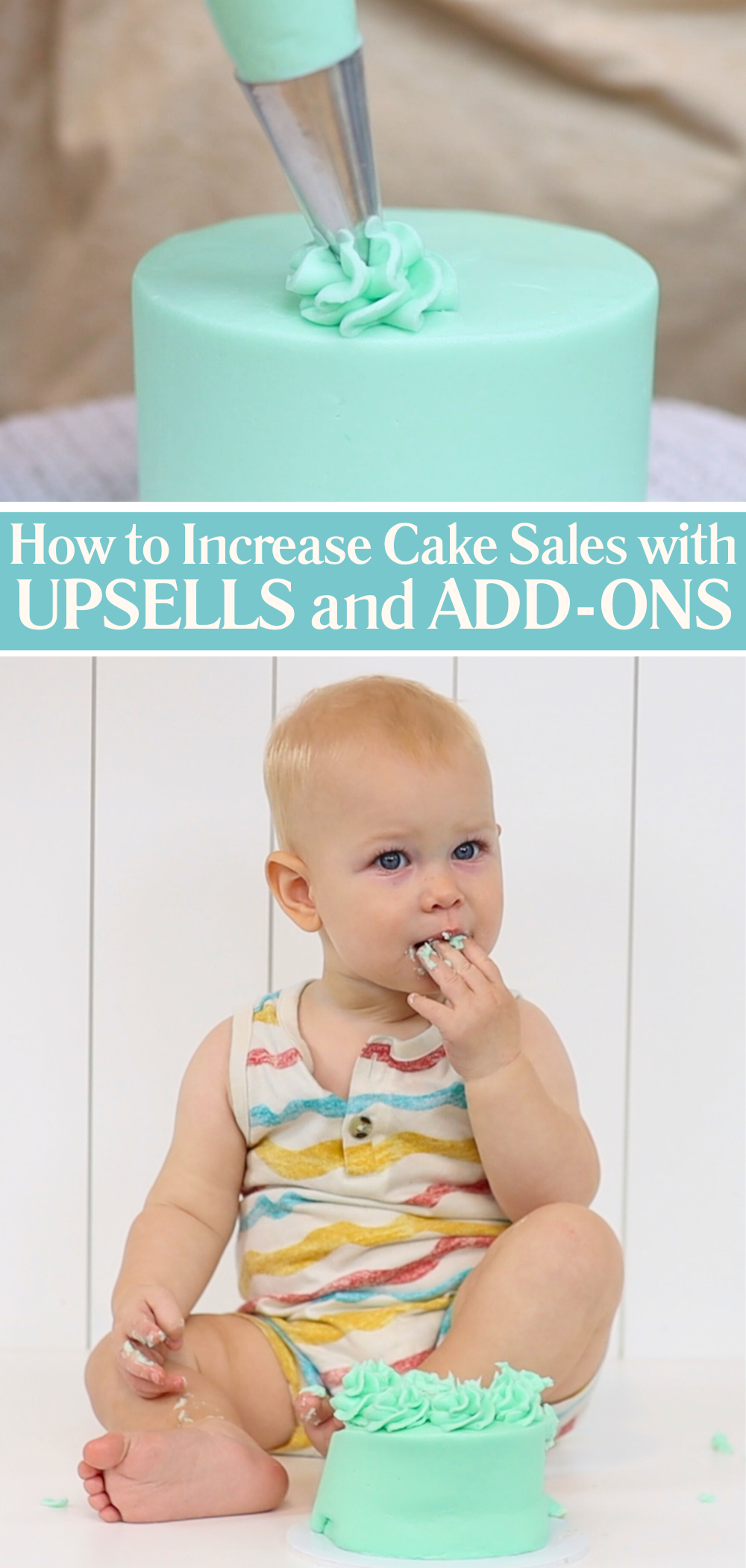 Cake decorator adding upsells and extras to cake orders to increase overall sales and make more money selling cakes
