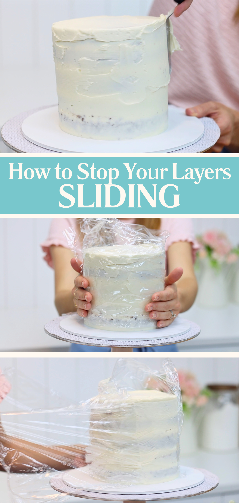 How to fix sliding cake layers and straighten a leaning cake