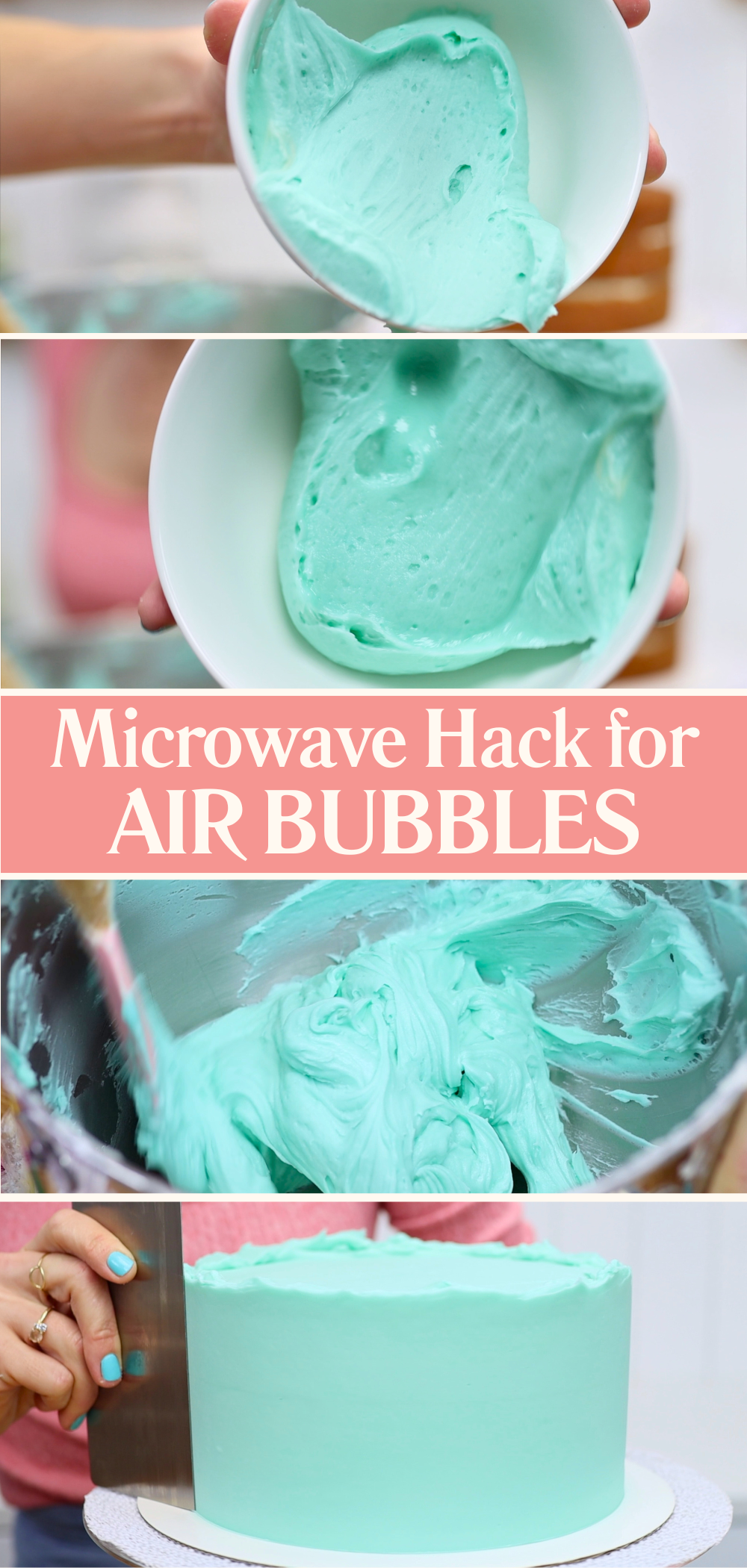 buttercream with air bubbles being microwaved