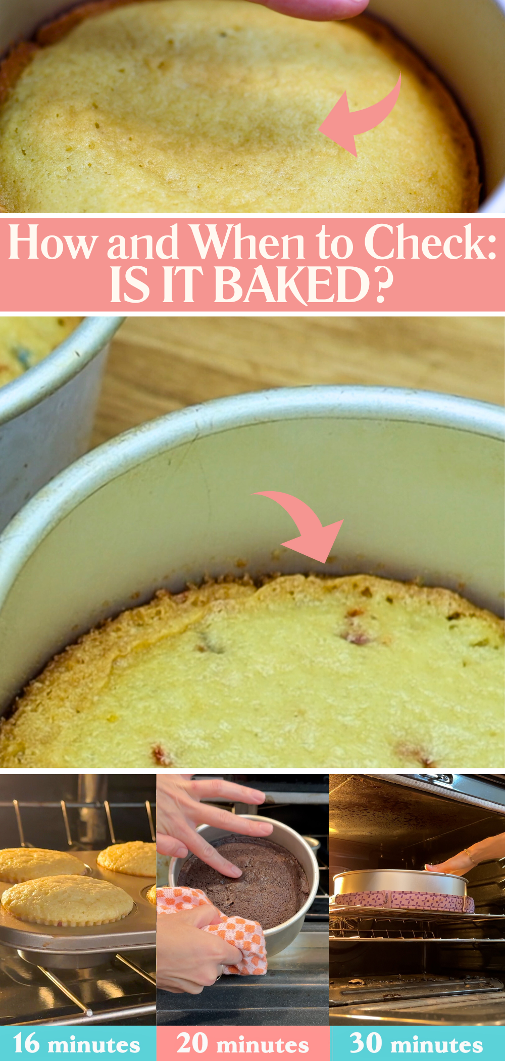 Checking if a cake is baked with the fingerprint test for cake recipe conversions