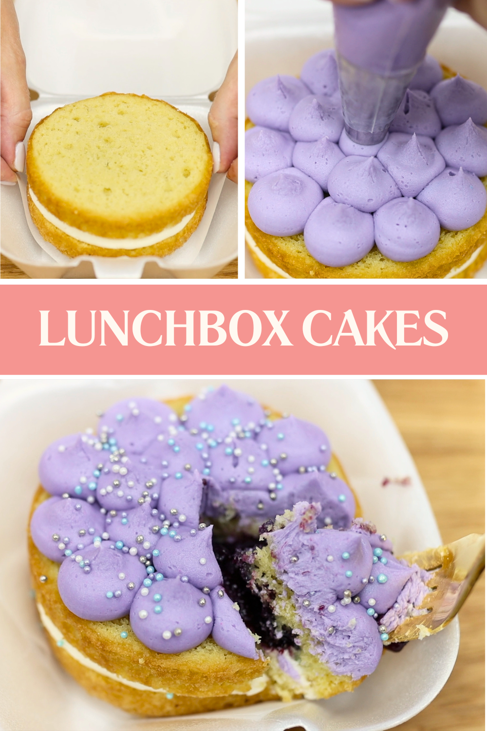 Assembling and decorating a lunchbox cake in a takeout container