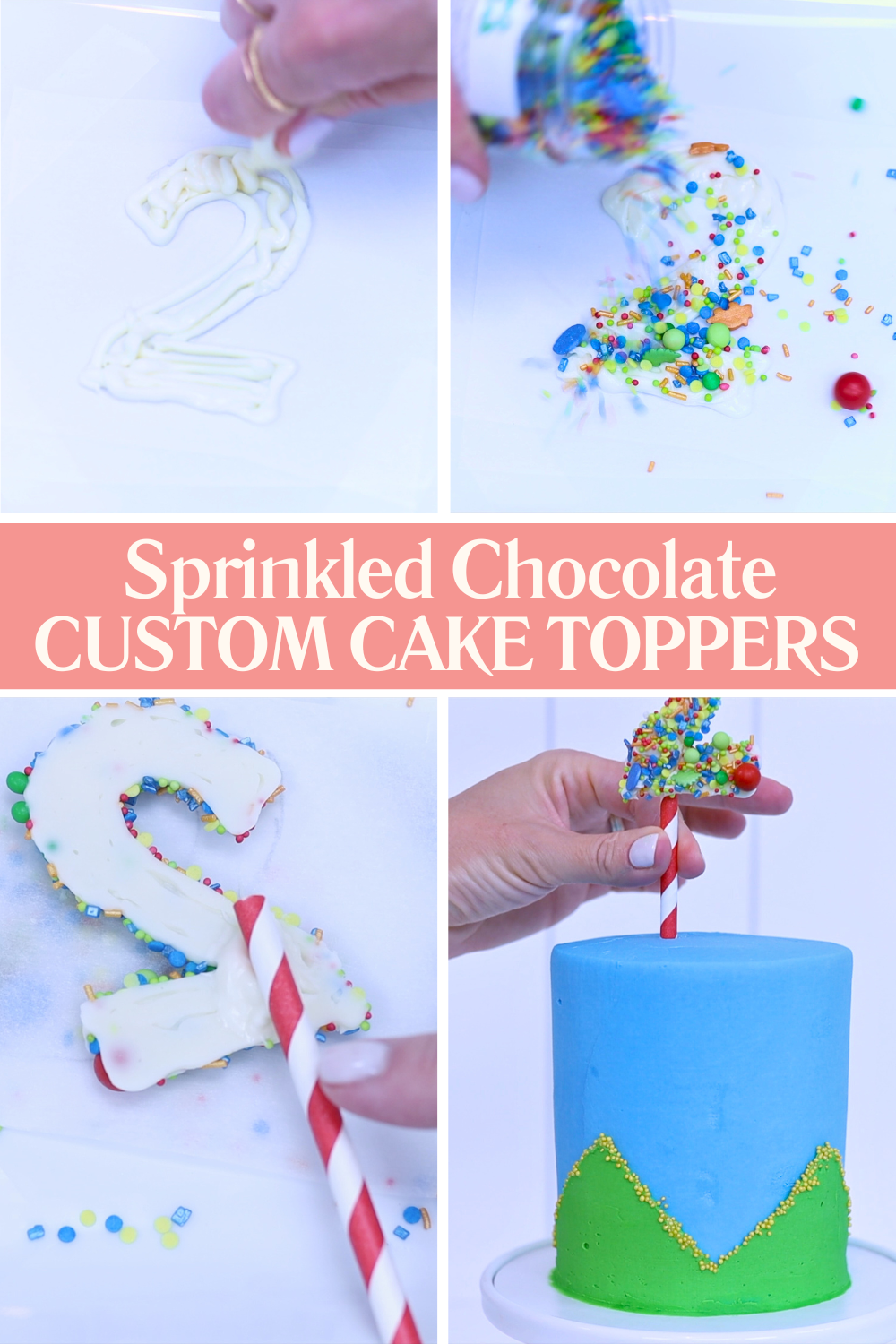 Chocolate numbers with sprinkles for cake toppers
