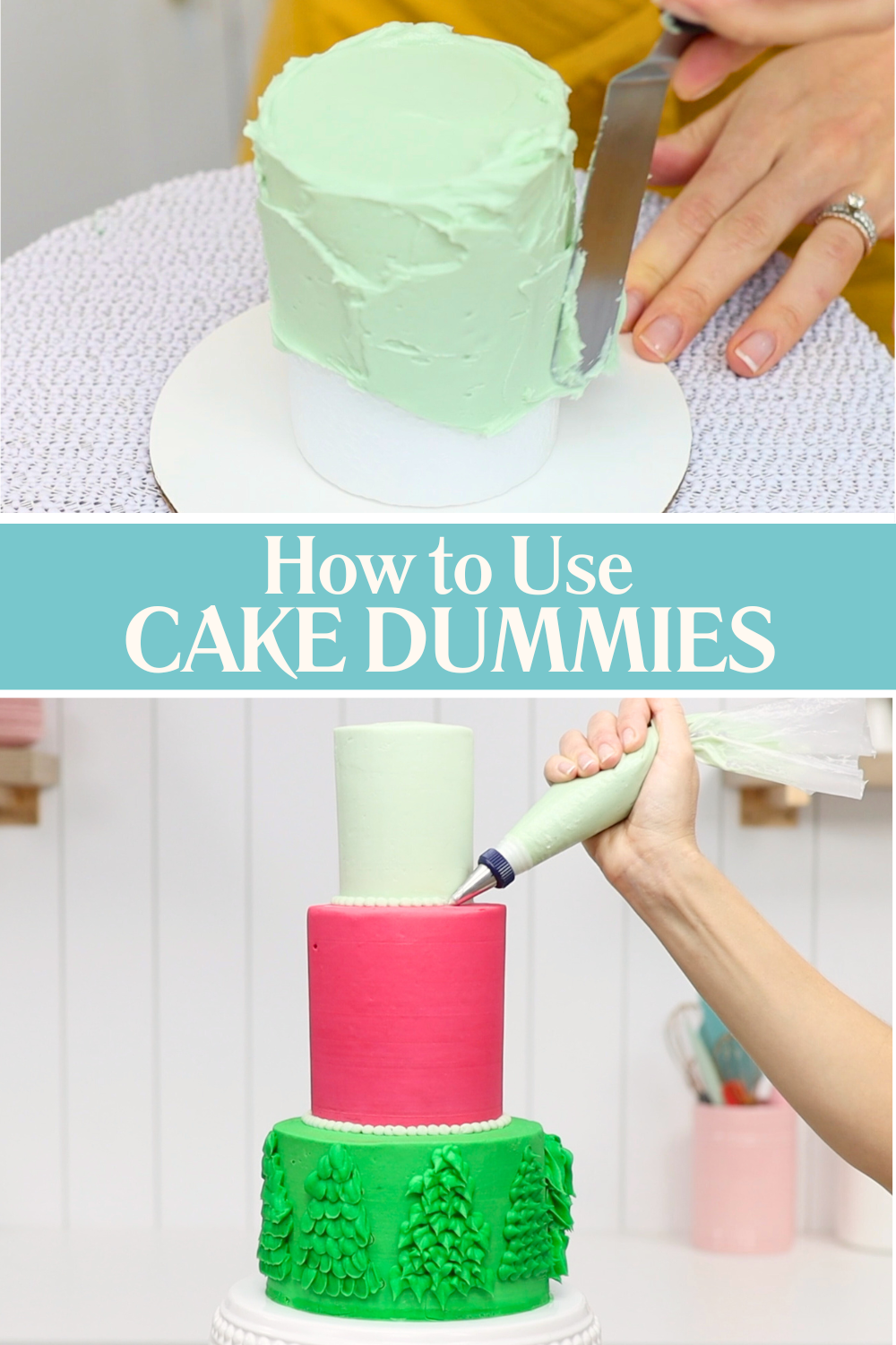 Decorating a cake with dummy tiers