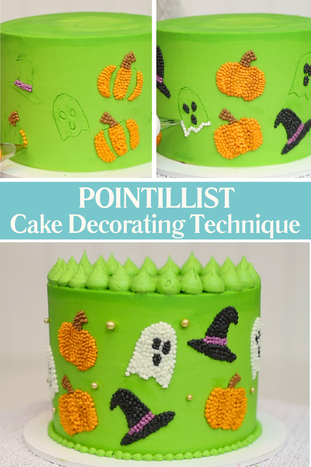 Using a toothpick to cake decorating skills like piping look neater, by creating an outline before filling with buttercream dots