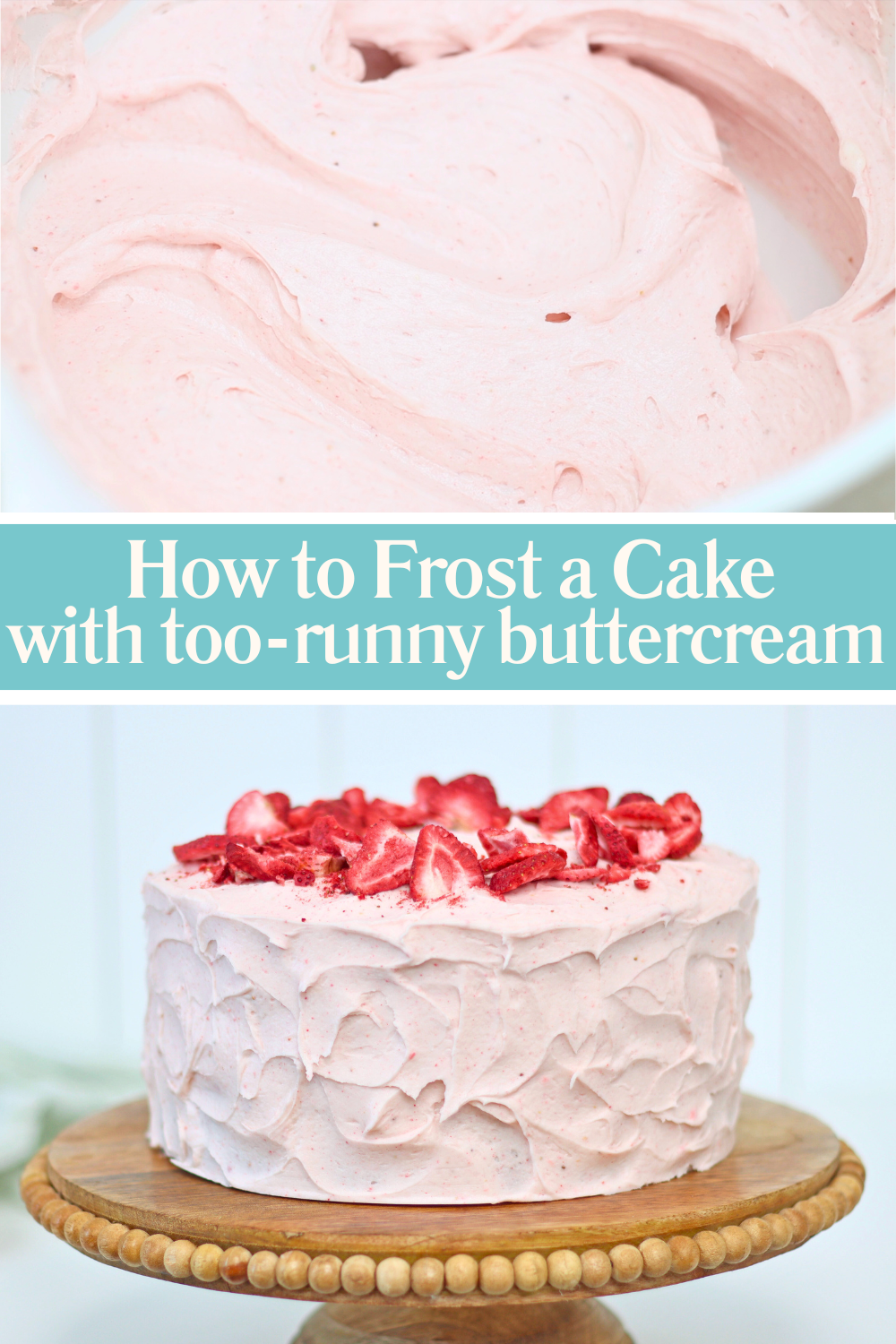 Adding texture to runny frosting with a spoon