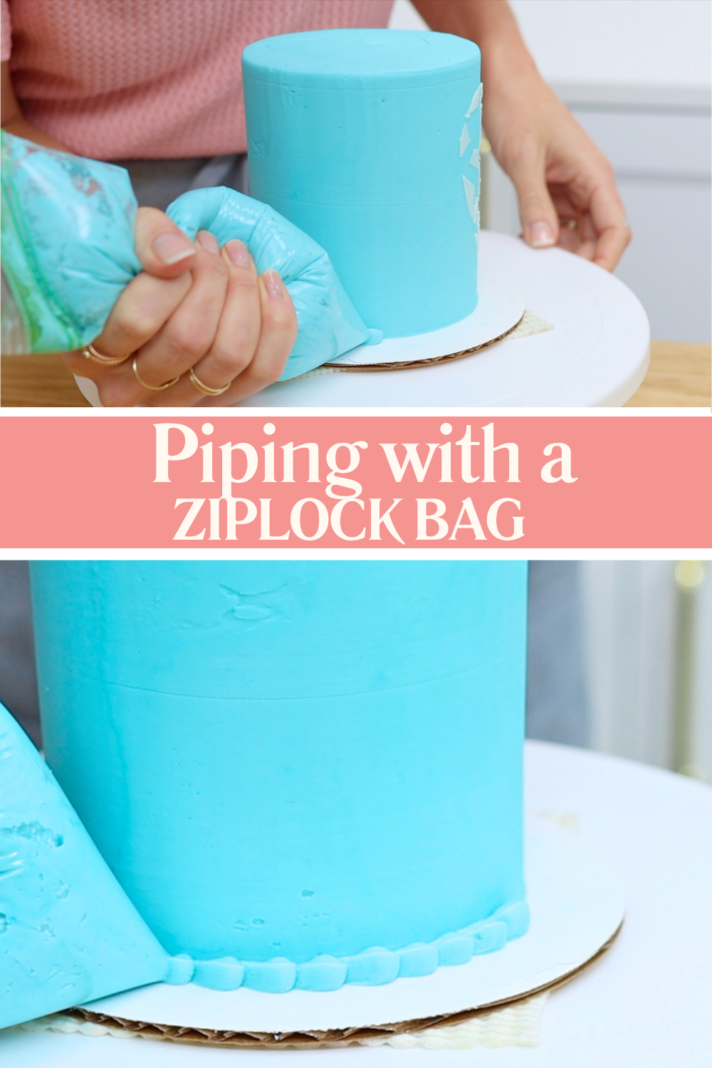 Piping buttercream decorations with a ziplock bag