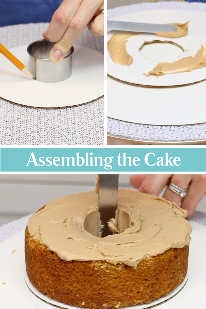 Creating the base of a gingerbread house cake
