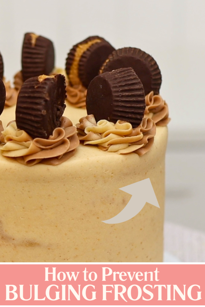 Use cake decorating skills to prevent bulging frosting, which is caused by piping before the frosting has set