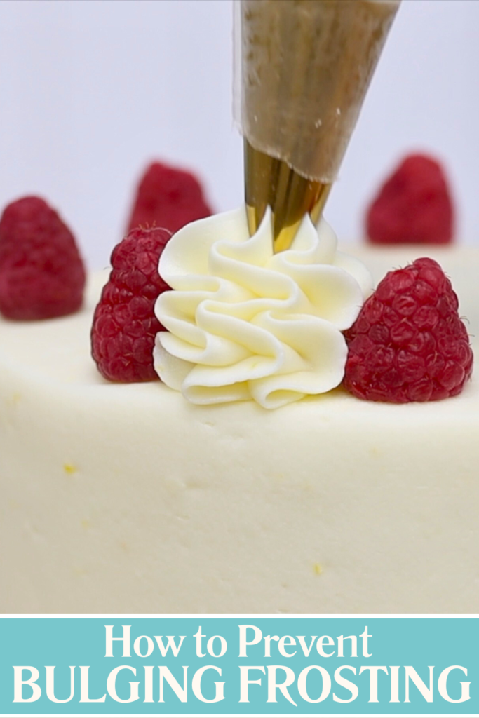 Smooth cake frosting with no bulges after chilling before piping