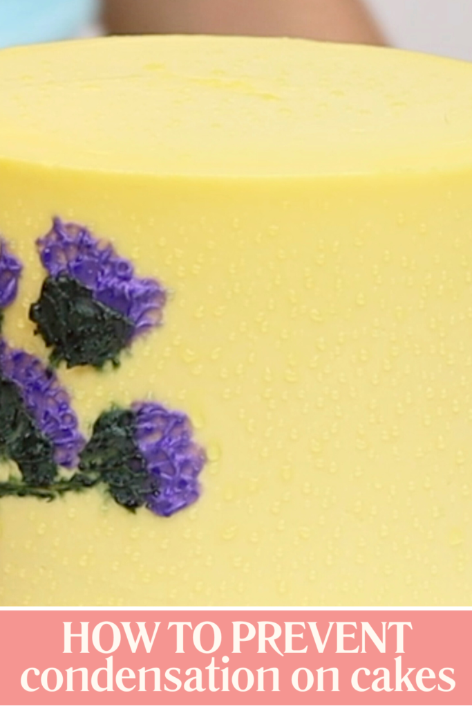 Decorating a cake in a cool room to prevent condensation