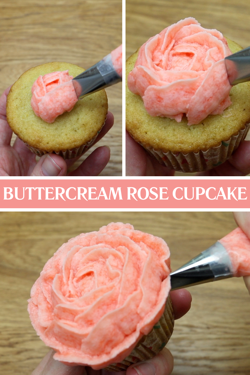 g buttercream rose cupcake with petal tip tutorial