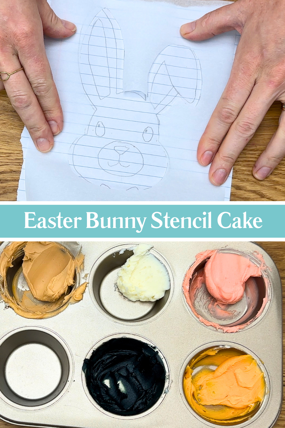 parchment paper stencil and buttercream colours for cake decorating