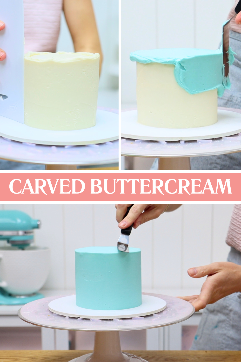 layering and frosting cake for buttercream carving design