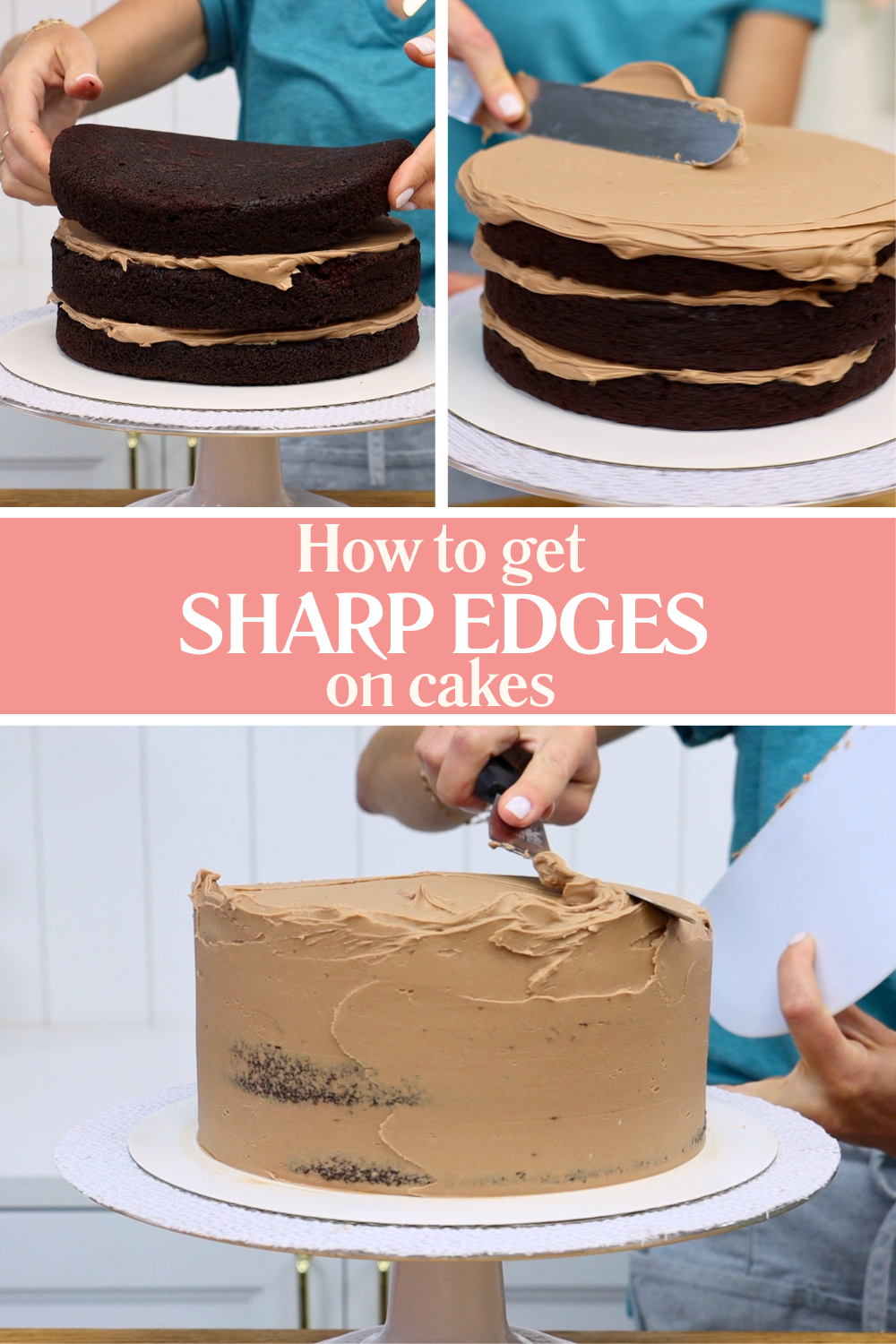 assembling and crumb coating a cake to prepare for sharp edges on a cake