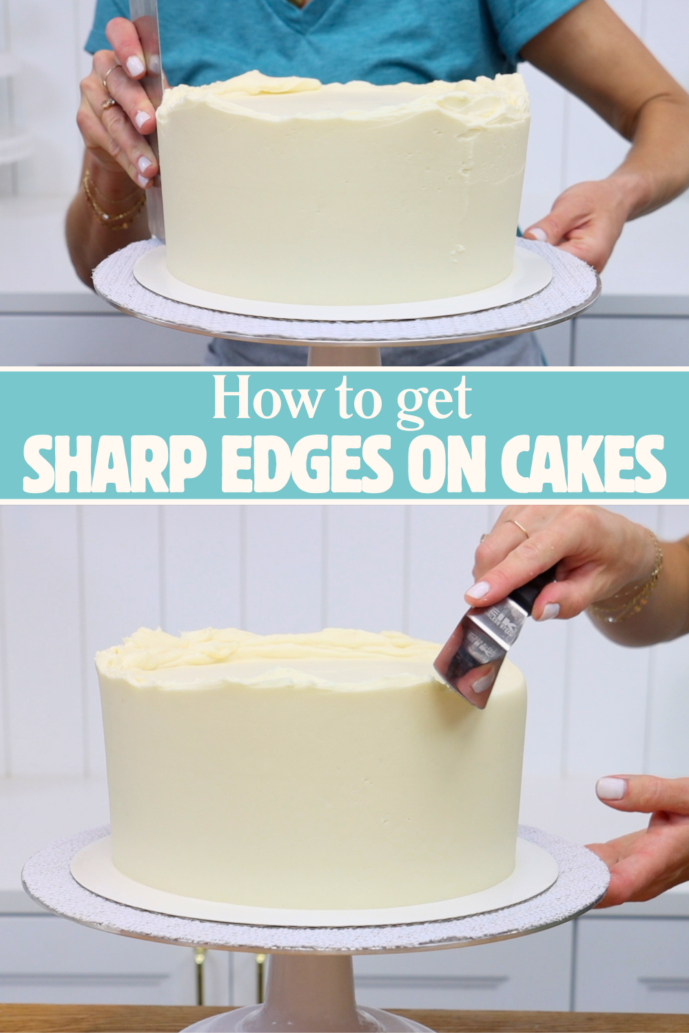 frosting a cake with straight sides and clean sharp corners