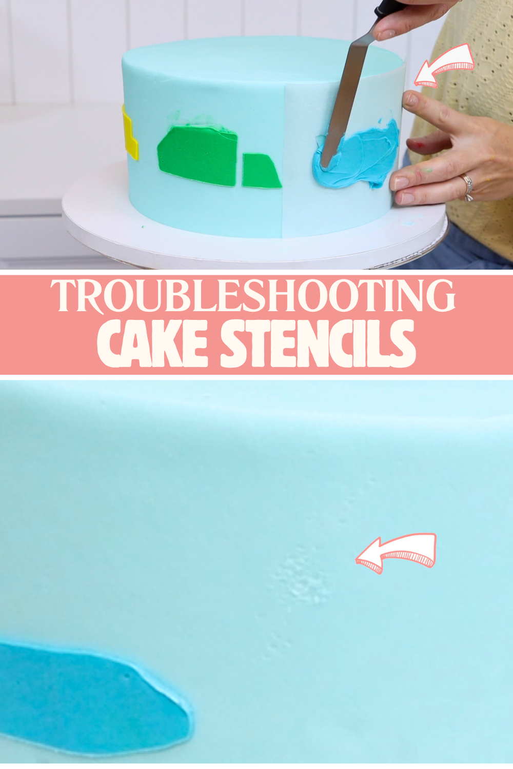 troubleshooting fingerprints on buttercream cakes while using cake stencils