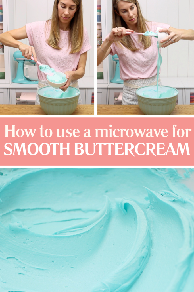 Softening buttercream in the microwave for smooth frosting and sharp cake edges