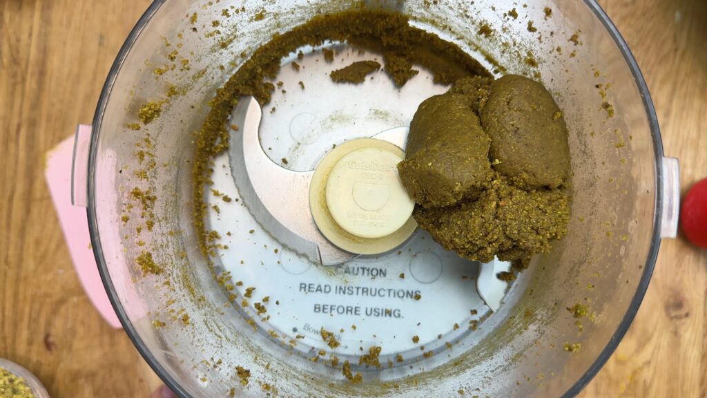 pistachio paste made by blending pistachios in a food processor