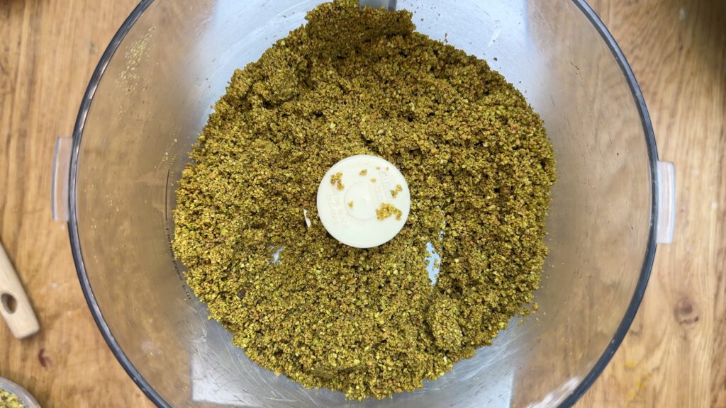 pistachios blender in a food processor to a fine grain